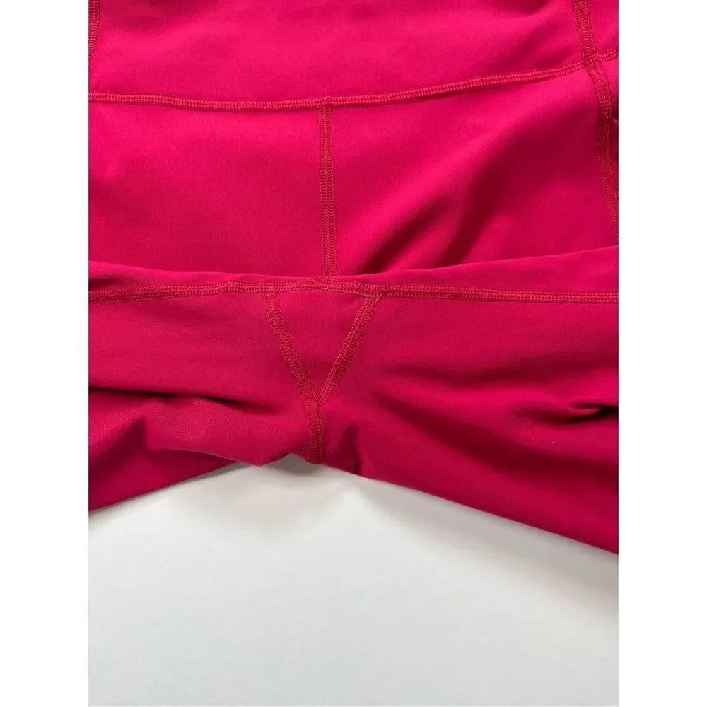 Lululemon Time To Sweat Crop 23" Ruby Red Luxtreme Side POCKETS W6AMDS Size 10 - Picture 10 of 13